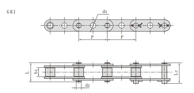 中孔链C2050GKF2_双节距带中孔输送链
